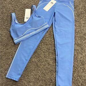 ALO Yoga Light Blue Athletic Set - Sports Bra & Leggings